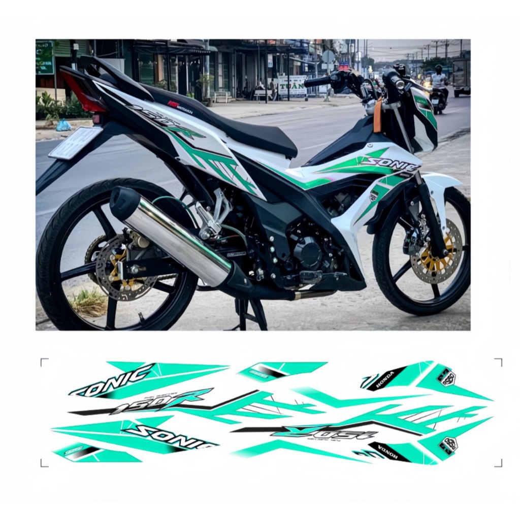 Tem rời sonic 150 cao cấp chất liệu in 3 lớp PPF chống nước không phai màu thích hợp nền trắng.