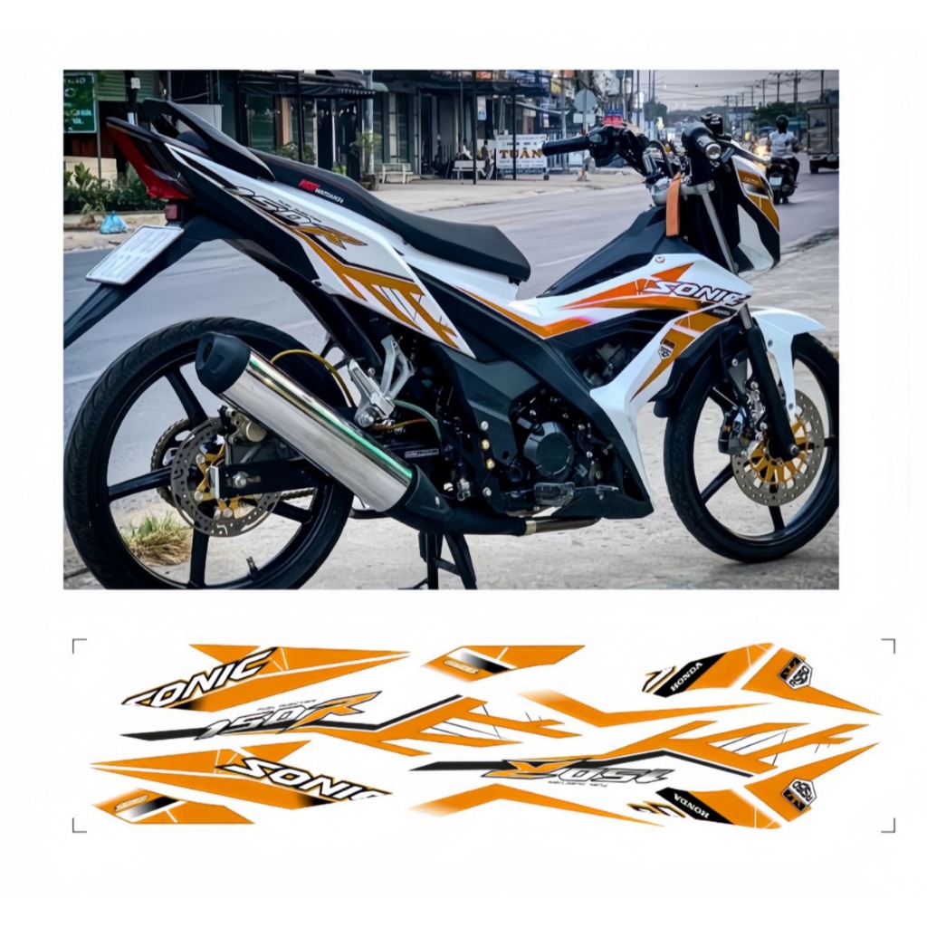 Tem rời sonic 150 cao cấp chất liệu in 3 lớp PPF chống nước không phai màu thích hợp nền trắng.