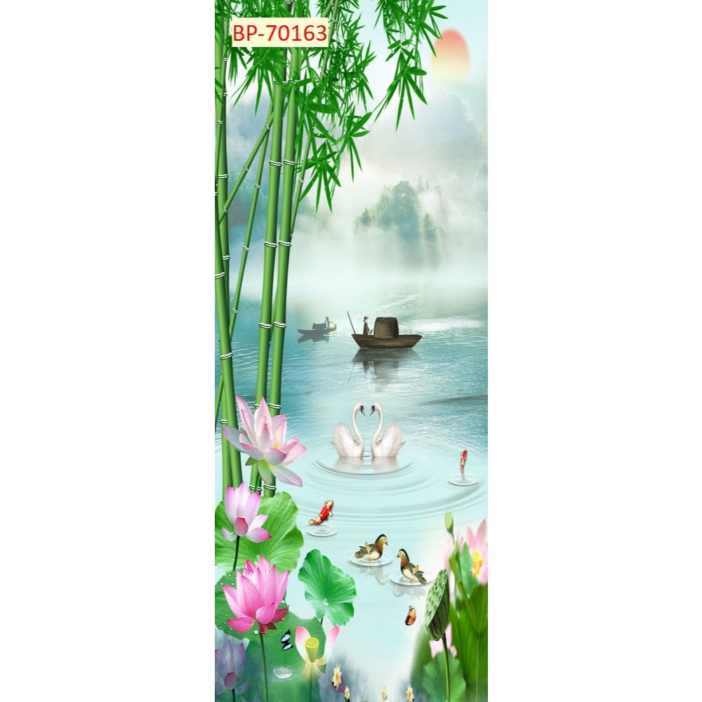 Tranh dán tường 3D chủ đề cây tre, trúc tranh vải lụa...