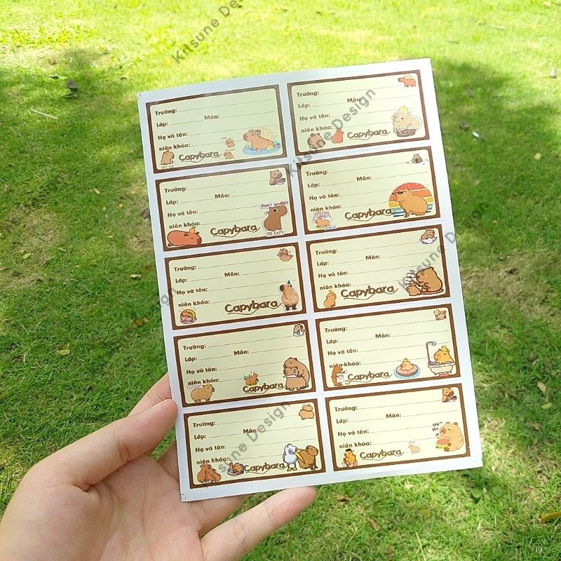 Set 3 tờ nhãn vở Capybara (tổng 30 cái 4x7cm) | Shopee Việt Nam
