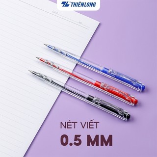Combo Bút bi Thiên Long FO-03 ngòi 0.5mm - Bút bi mực Xanh, Đen