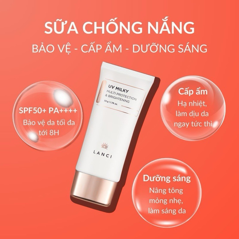 Ảnh Sữa chống nắng Lanci UV Milky Multi Protection & Brightening 50g làm sáng ngừa tia UV giúp bảo vệ da 3