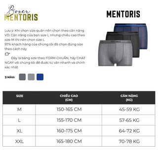 Quần Sịp Boxer Nam Thun Lạnh Cao Cấp MENTORIS, Sang Trọng, Co Giãn 4 Chiều, Kháng Khuẩn - MBX09