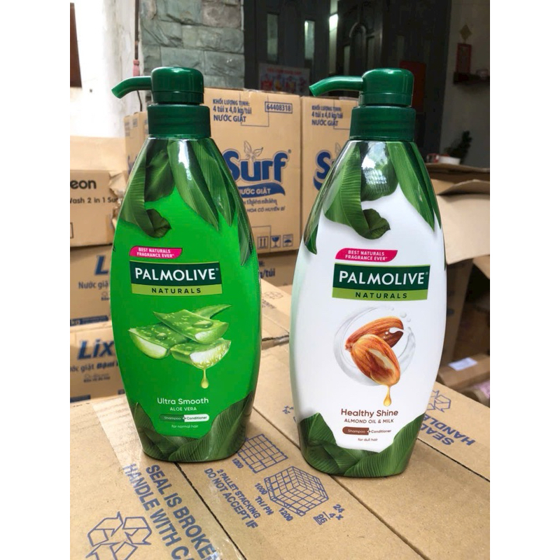 Dầu gội kèm dầu xả  2 in 1 Palmolive Suôn mượt & Óng ả 600ML chiết xuất thiên nhiên