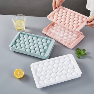 Khay đá tròn tủ lạnh 33 viên, khuôn làm đá có nắp đậy hình bi