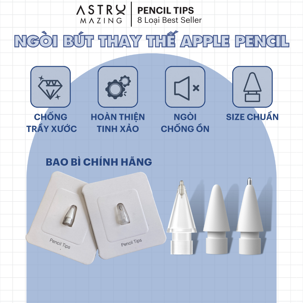 Ảnh Đầu ngòi bút thay thế cao cấp AstroMazing cho bút Apple Pencil 1 và 2 1