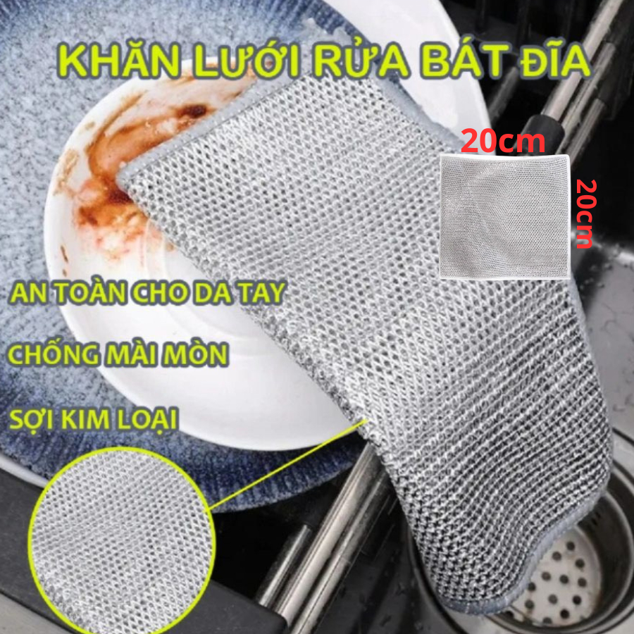 Combo 30 Khăn Lau Lưới Rửa Bát Chén Sợi Thép Đa Năng Loại 1