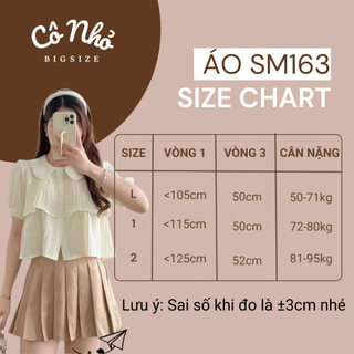 Áo Sơ Mi Bigsize Nữ Kiểu Babydoll Tay Ngắn Phồng Vạt Xếp Tầng Cổ Tiểu Thư Dễ Thương Vải Xốp Đôi SM163