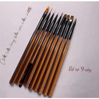 set cọ nâu 9 cây vẽ móng
