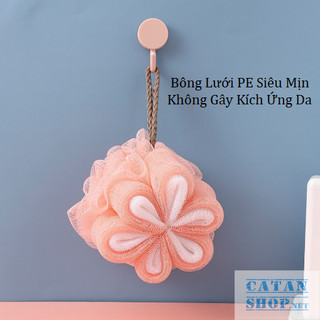 Bông Tắm Tròn Hình Hoa Hồng Vải Lưới PE Cao Cấp Siêu Tạo Bọt,Bông Tắm Chất Liệu Siêu Mềm Có Móc Treo