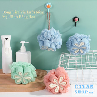 Bông Tắm Tròn Hình Hoa Hồng Vải Lưới PE Cao Cấp Siêu Tạo Bọt,Bông Tắm Chất Liệu Siêu Mềm Có Móc Treo