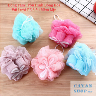Bông Tắm Tròn Hình Hoa Hồng Vải Lưới PE Cao Cấp Siêu Tạo Bọt,Bông Tắm Chất Liệu Siêu Mềm Có Móc Treo