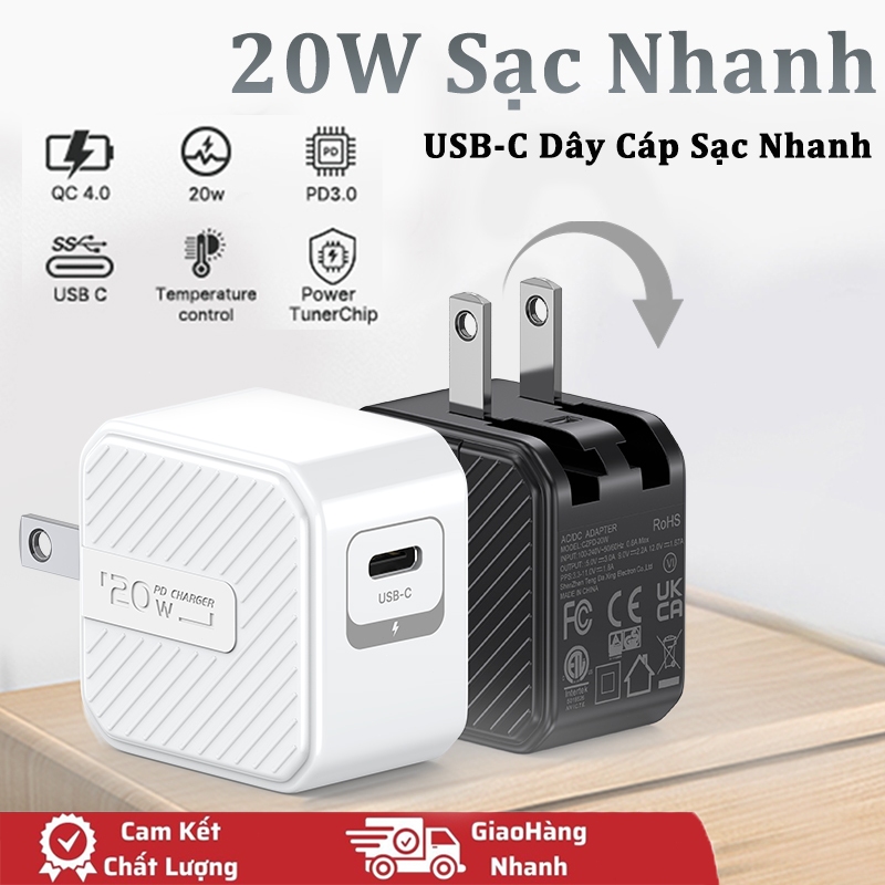 Bộ Sạc Nhanh PD 20W cho typeC & IP 7plus 8plus x xsmax 11 12 13 14 15 pro max promax plus