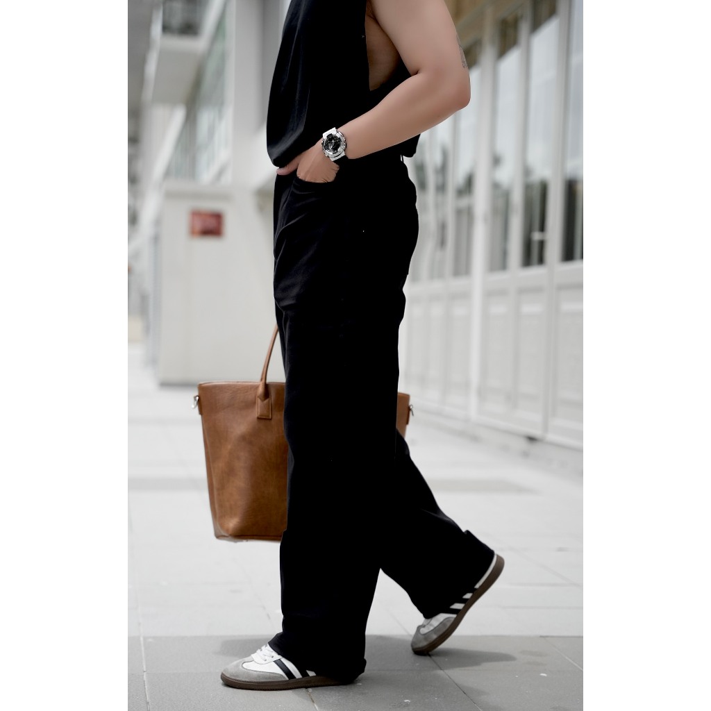 Quần dài jean nam, quần baggy nam ống suông rộng MetaForm dáng đứng chất liệu jean dày dặn cao cấp