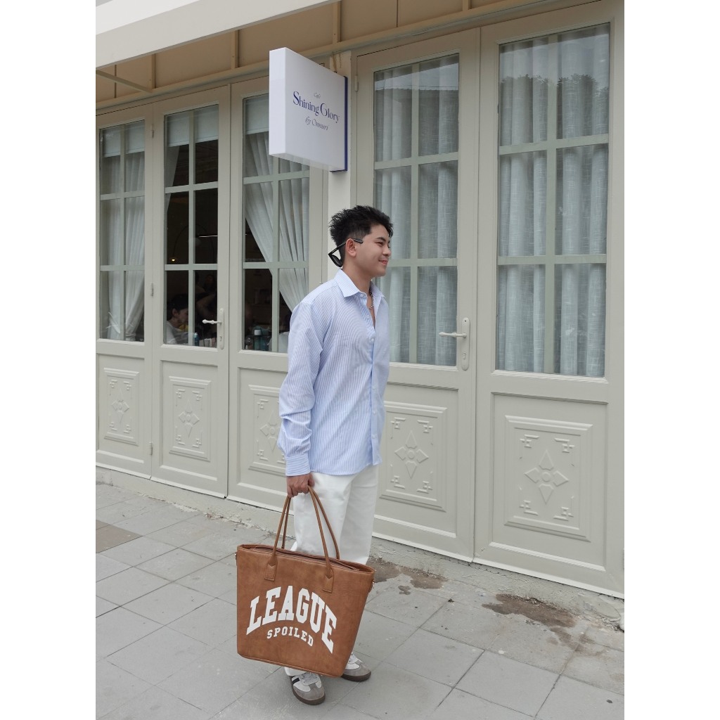 Áo sơ mi nam sọc xanh tay dài kiểu dáng Hàn Quốc, Áo sơ mi nam tay dài MetaForm chuẩn form dáng chuẩn