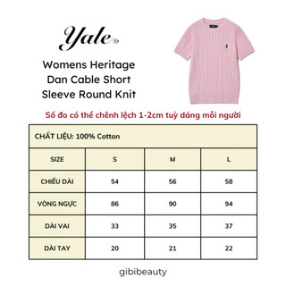 Áo dệt kim YALE Womens Heritage Dan Cable Short Sleeve Knit