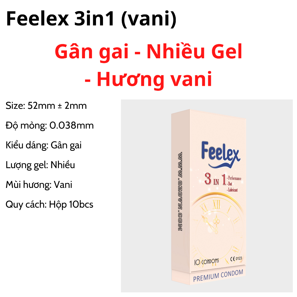 Bao cao su Feelex gân gai, nhiều gel bôi trơn - Hộp 10 bcs | Shopee ...