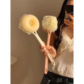 Cọ lưng 2 đầu kèm bông tắm tay cầm dài dễ dàng sử dụng