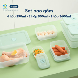 Bộ 7 Hộp Trữ Đông Inochi Hokkaido: 4x290ml, 2x900ml, 1x3600ml, Nhựa PP, Bảo Quản Thực Phẩm Tươi Ngon