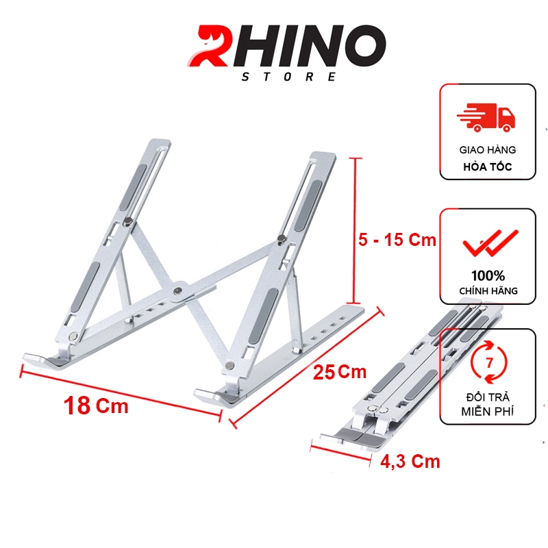 Ảnh Giá đỡ Laptop, macbook, ipad Rhino KL101, kệ tản nhiệt nhôm cao cấp, gấp gọn, tặng kèm túi đựng 1