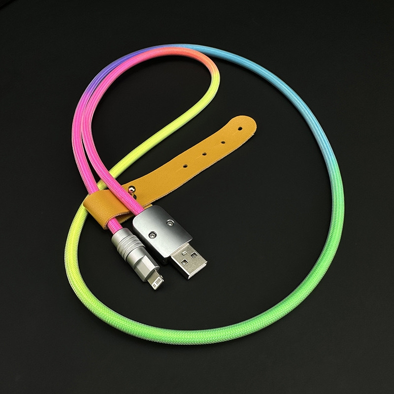 Dây cáp sạc nhanh Type C 100W - Dây nhựa lưới mềm 7 màu - Chip Emarker - Đầu kim loại chắc chắn - Bảo hành 6 tháng