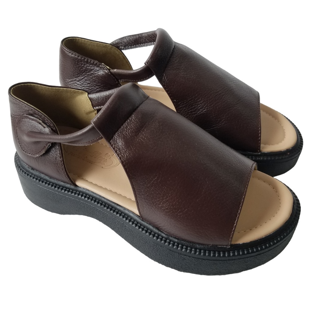 Giày sandal nữ da bò BIGGBEN cao 4 phân HKD868
