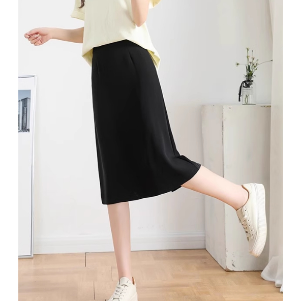 Chân váy A dáng dài phủ gối xẻ sau che bụng và đùi tốt có bigsize