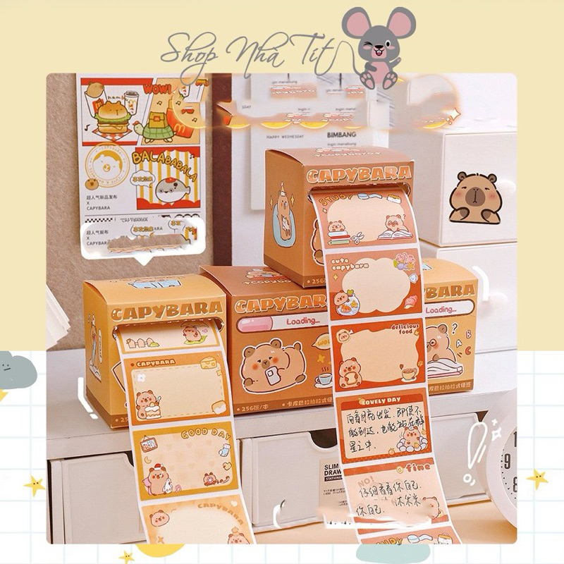 Hộp 256 nhãn vở hoạ tiết capybara dễ thương | Shopee Việt Nam