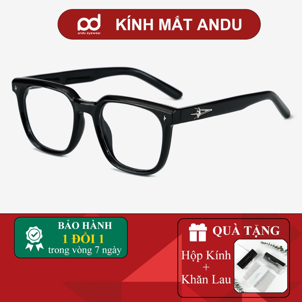 Ảnh Gọng kính cận thời trang nam nữ ANDU dáng vuông chống tia UV chất liệu nhựa cao cấp - 9138 1