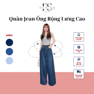 Quần Jean Nữ Ống Rộng Cạp Cao Chất Liệu Jean Mềm Co Giãn 4 Chiều, Quần Jean Hàng VNXK Xịn Xuất Dư