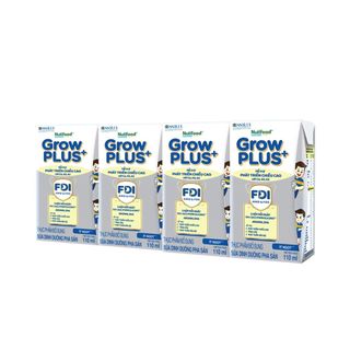 Thùng 12 Vỉ (Vỉ 4 Hộp 110ml) Sữa Pha Sẵn Nutifood GrowPLUS+ Height Boosting - Tăng Chiều Cao Hương Vani Từ 1 Tuổi