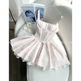 [HAN’S STORE)VÁY HOA HAI DÂY HỞ LƯNG FORM CÔNG CHÚA SIÊU BỒNG BỀNH(ẢNH THẬT)