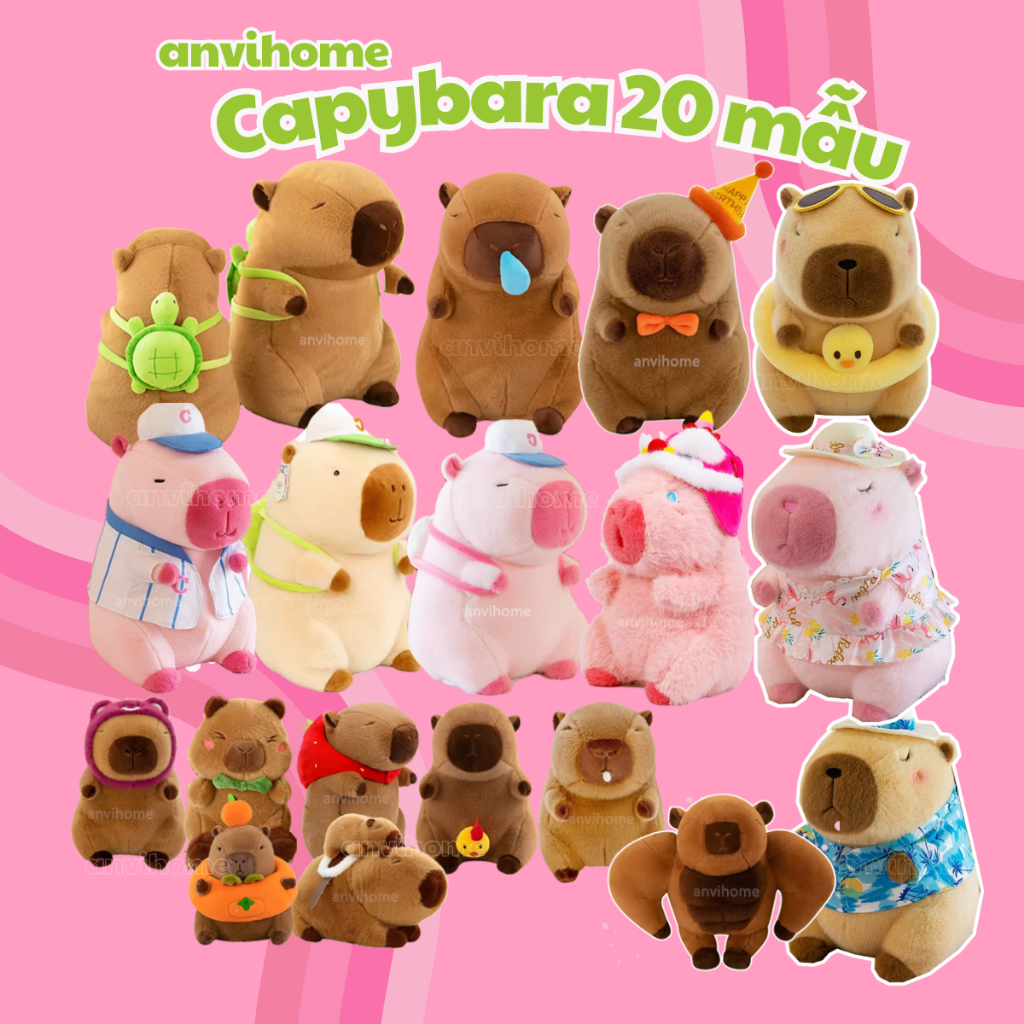 Gấu bông Capybara Noel Giáng sinh ANVIHOME Capybara Đeo Balo Rùa, Capybara chảy mũi Chuột Lang nước