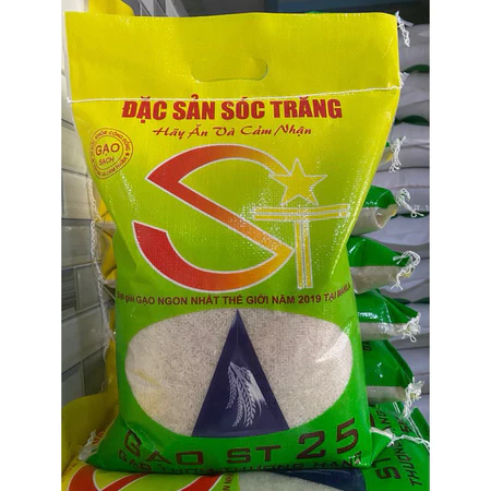 Gạo ST25 đặc sản Sóc Trăng (Bao 5kg) Gạo Dẻo Mềm Thơm Cơm (Gạo Ngon Nhất Thế Giới)