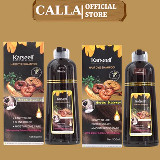 Dầu Gội Phủ Bạc Màu Nâu Đen Tóc KARSEELL 500ml Thảo Dược Thiên Nhiên An Toàn Với Mẹ Bầu, Ăn Bạc 100%