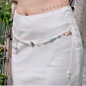 Dây chuyền bụng hạt Nhiều màu sắc TWINKLING BELT Dây eo Sò gốm Mix đuôi cá vòng eo đi biển QUEMEO dây rút