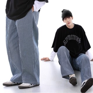 Quân dài Denim sọc form over. baggy
