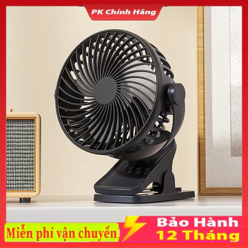 Quạt Mini Tích Điện Để Bàn Tích Hợp Đèn Ngủ Cao Cấp, Quạt Kẹp Bàn Tích Điện Pin 15000mAh