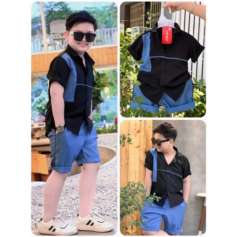 set công tử thiết kế cao cấp xanh phối đen TONIBRAND