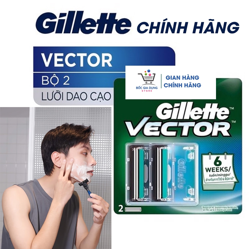 Lưỡi dao cạo râu Gillette Vector 1 vỉ 2 lưỡi chính hãng