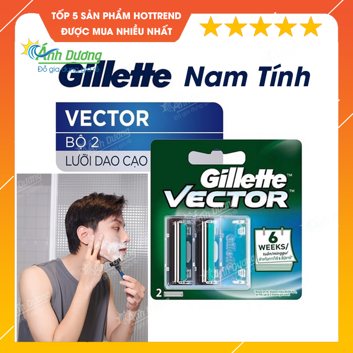 Lưỡi dao cạo râu Gillette Vector 1 vỉ 2 lưỡi chính hãng