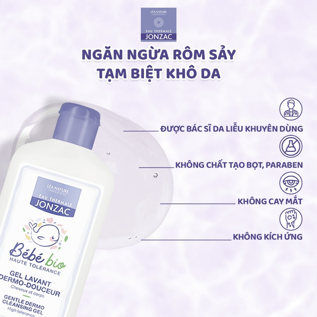 (QUÀ KHÁCH HÀNG THÂN THIẾT) Gel Tắm Gội Hữu Cơ JONZAC Dành Cho Bé Từ Sơ Sinh 250ML