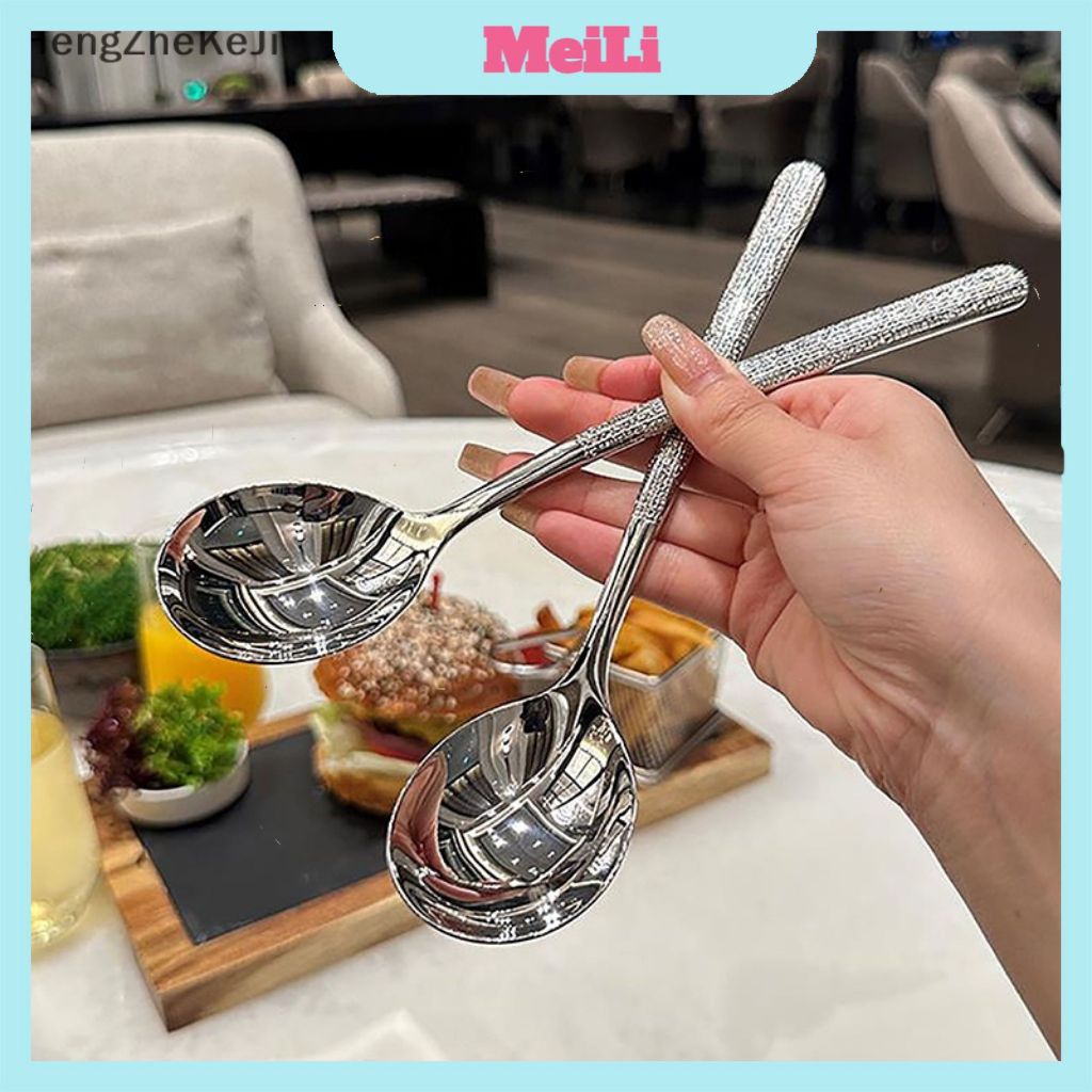 Muôi múc canh inox - Thìa cán dài chống gỉ, muỗng inox ăn súp đầu tròn ...