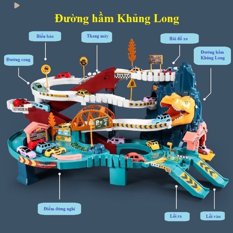 Đồ Chơi Đường Hầm Sư Tử Khủng Long Đường Đua Siêu Tốc  Xe Ô Tô Đường Ray - Đồ Chơi PUPU HOUSE