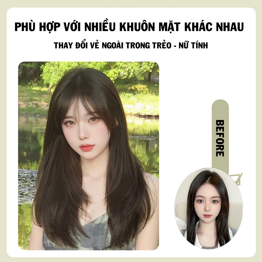 Tóc giả kẹp, Tóc giả kẹp mẫu cụp 55cm mới nhất