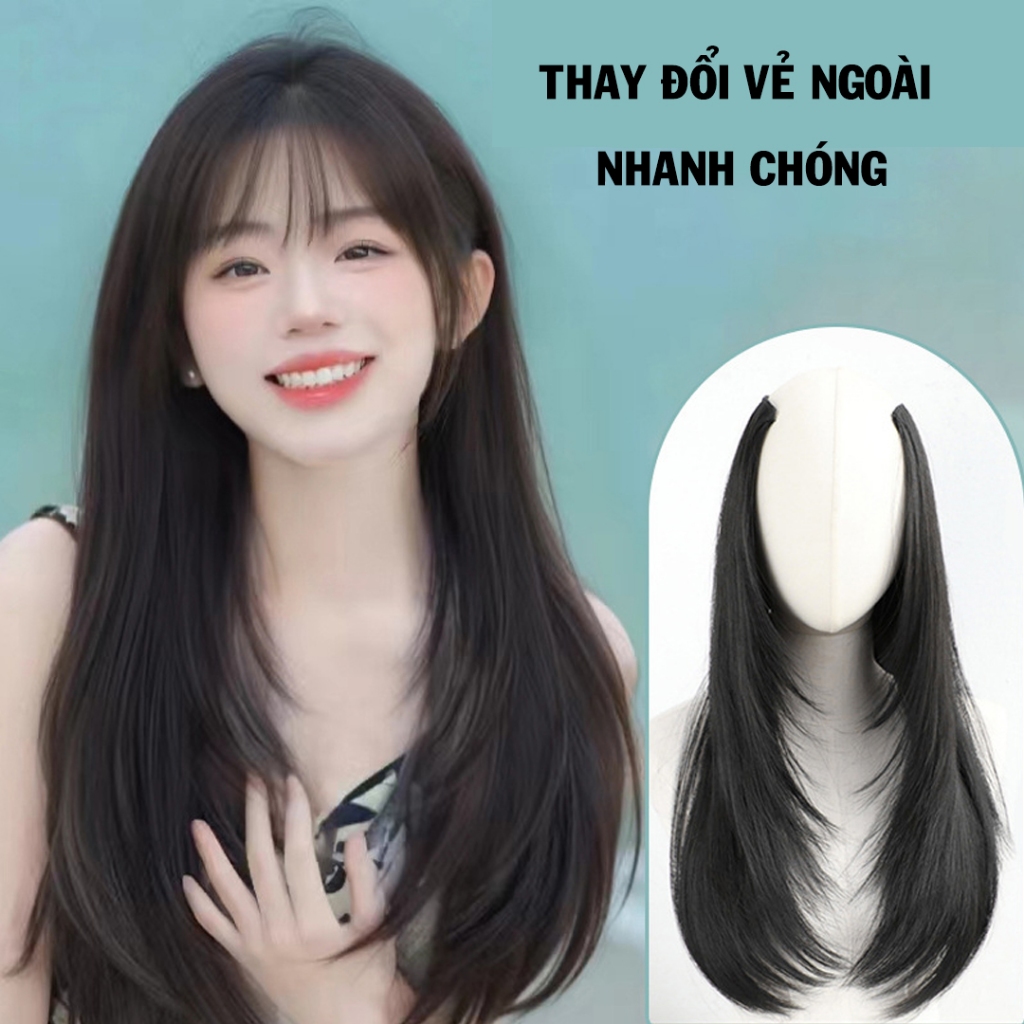 Tóc giả kẹp, Tóc giả kẹp mẫu cụp 55cm mới nhất