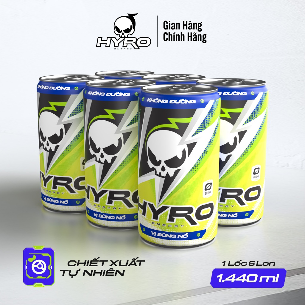 Ảnh 6 lon nước tăng lực Hyro không bổ sung đường 4