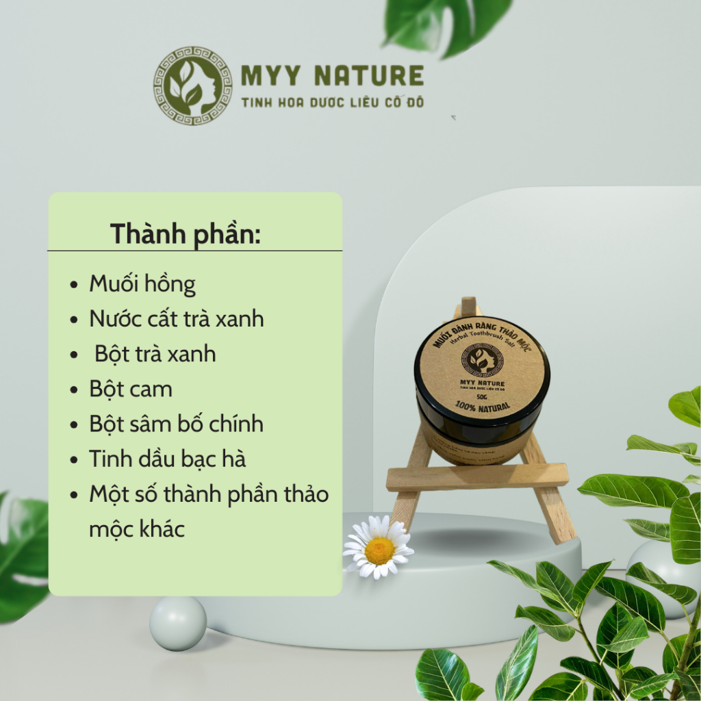 Muối đánh răng thảo mộc Myy Nature làm sạch răng, mảng bám cao răng
