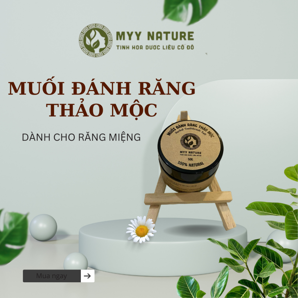 Muối đánh răng thảo mộc Myy Nature làm sạch răng, mảng bám cao răng