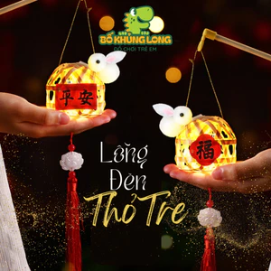 Lồng Đèn Con Thỏ BỐ KHỦNG LONG Lồng Đèn Trung Thu Thỏ Tre Có Tua Rua Bội Ngọc To Đẹp Kèm Đèn Led Lồng Đèn Trang Trí